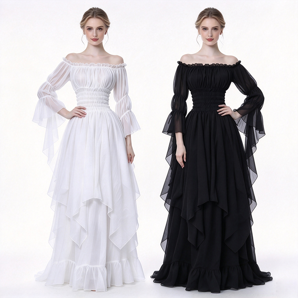 Medieval Dress Retro Off-The-S - Lace Dress ulasan dan harga