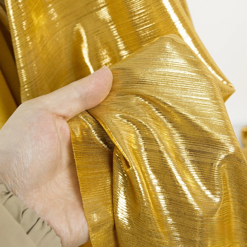 Golden Yellow Ribbed Knit Fabr - Evening Gown ulasan dan harga