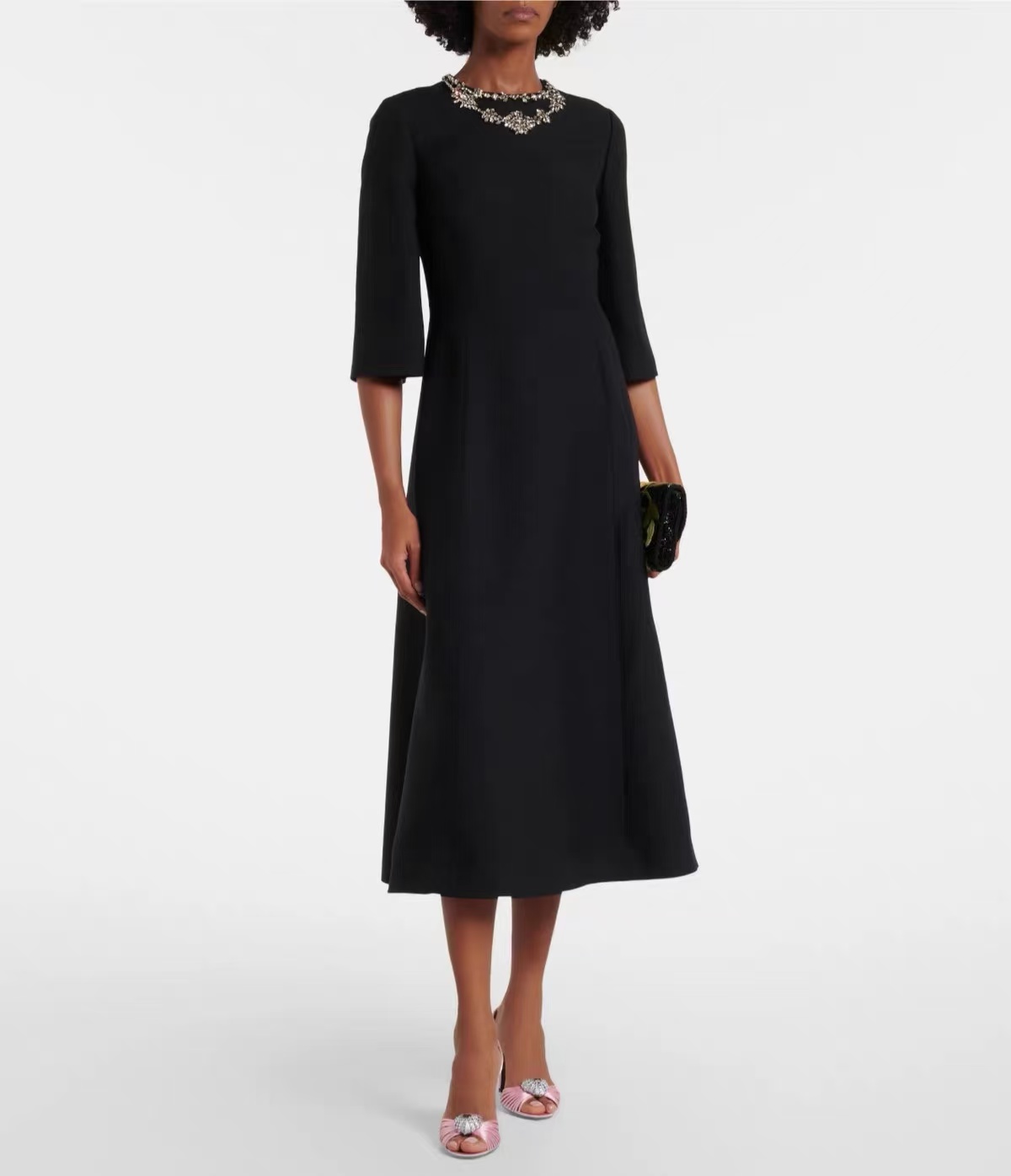 Premium Silk Wool Mint Green W - Midi Dress ulasan dan harga